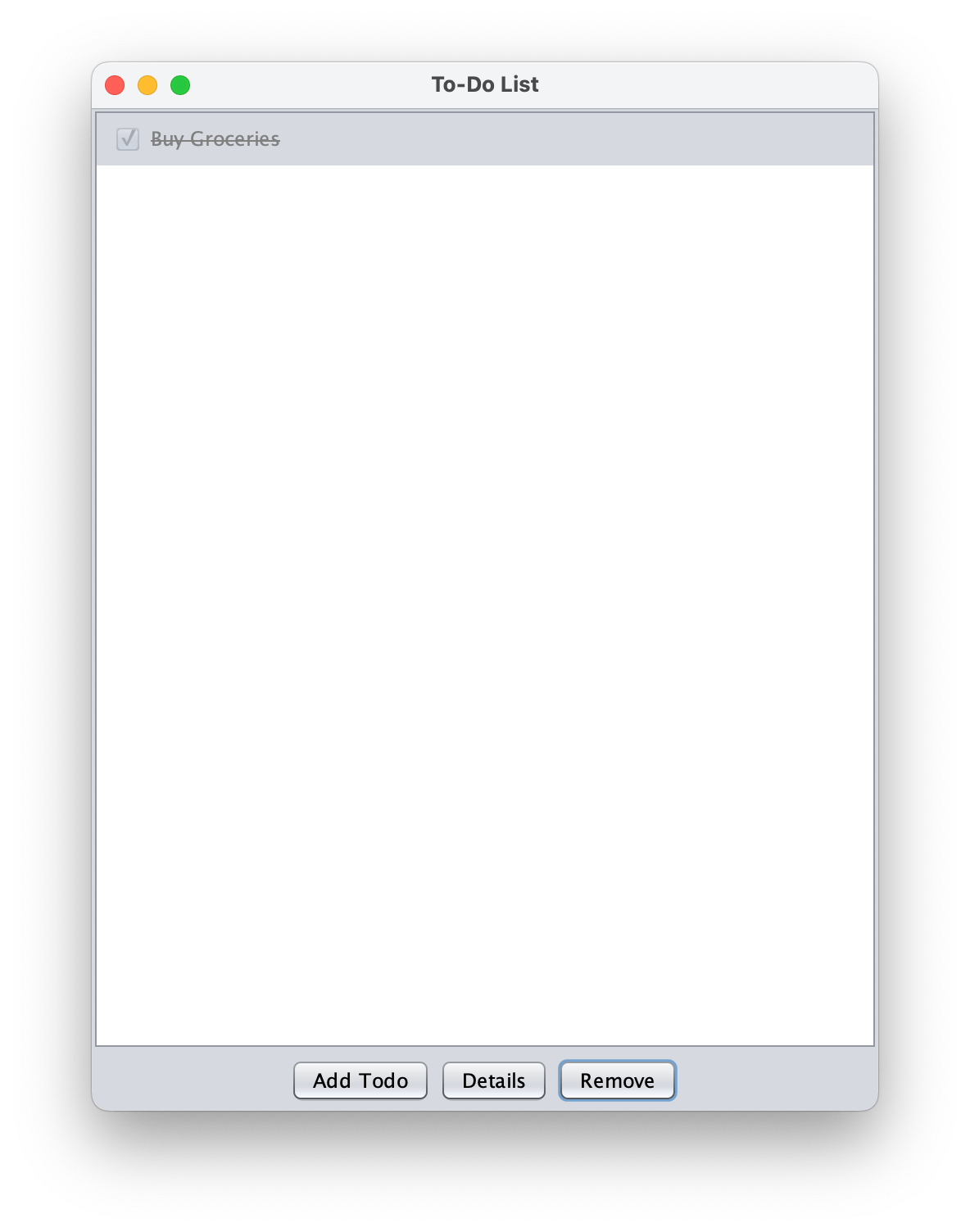 Java Swing MVC To-Do Application Screenshot